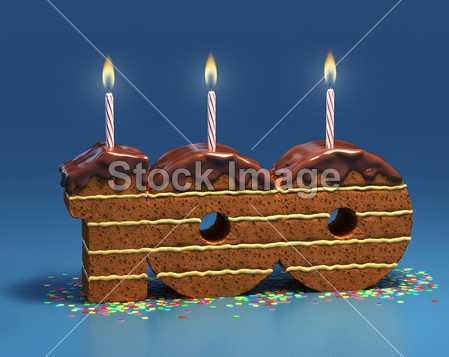 蛋糕和蜡烛的一百岁生日或周年纪念庆祝活动图