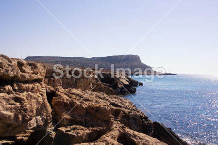 海与岩石景观。投诉警察课 greco、 塞浦路斯图