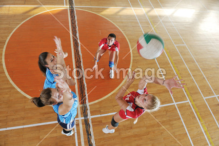 女孩玩排球室内游戏图片素材(图片编号:50545