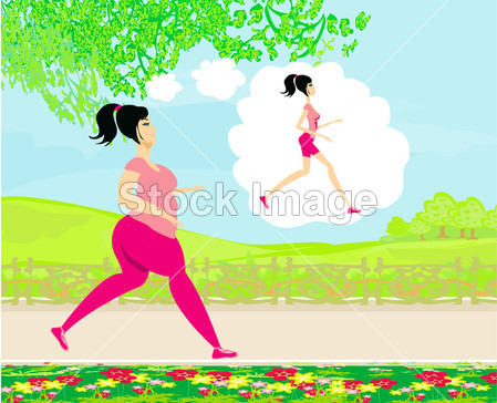 年轻女子慢跑,胖女孩的梦想,成为一个瘦瘦的女