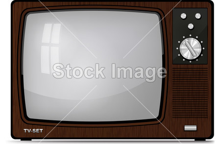 现实的老式电视。为设计在白色背景上的插图图