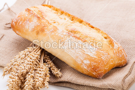 Fresh baked white ciabatta bread baguette obj
