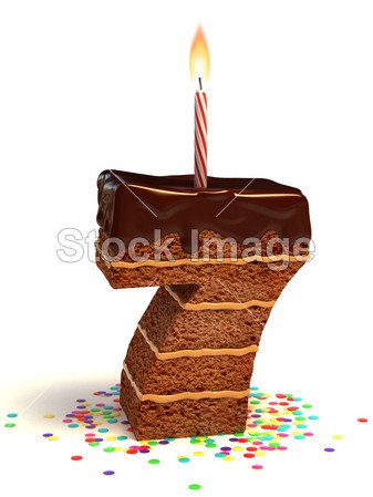 数字七个形状巧克力生日蛋糕图片素材(图片编