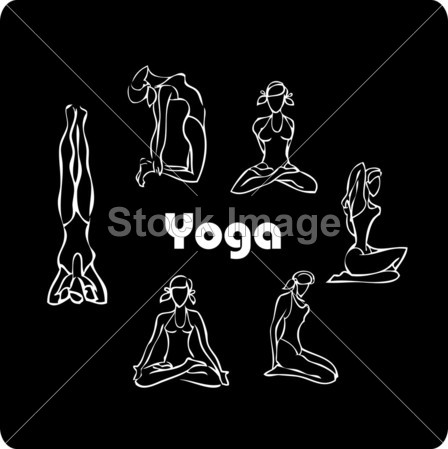 黑色背景的健身房女人的图标集图片素材(图片