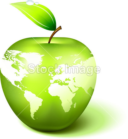 苹果地球与世界地图图片素材(图片编号:50574