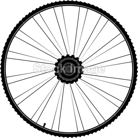 自行车车轮辐条和孤立在白色背景上的轮胎图片