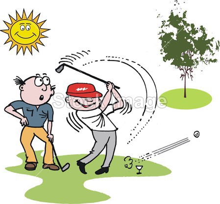 矢量卡通的高尔夫球手玩游戏户外图片素材(图