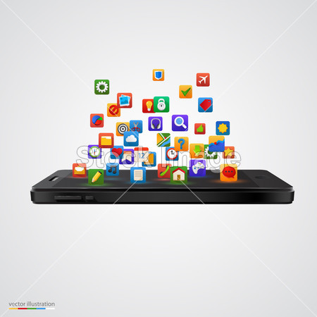 智能手机与云的应用程序图标图片素材(图片编