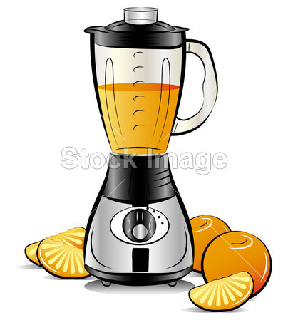 与橙汁的绘图颜色厨房搅拌机图片素材(图片编