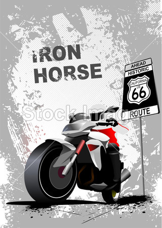 与摩托车图像的 grunge 灰色背景。矢量 illustra