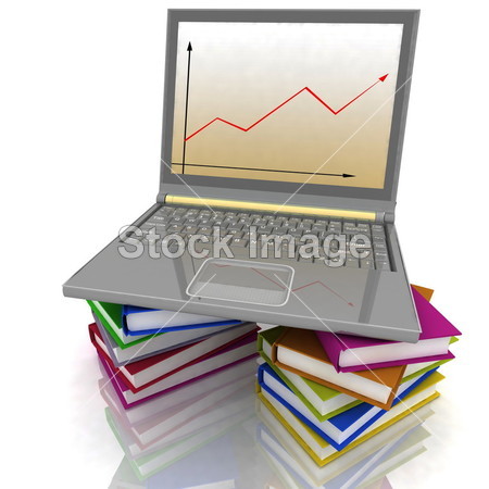 办公室的笔记本电脑和书籍图片素材(图片编号