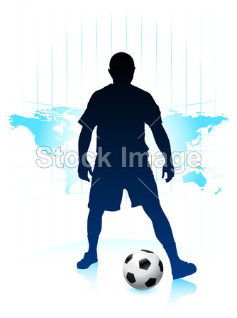足球球员与世界地图背景图片素材(图片编号:5
