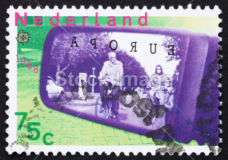 邮票荷兰 1988年骑自行车者看到通过汽车门 m
