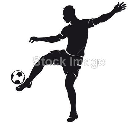 Vector football (soccer) player silhouette with b