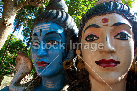 Head of Lord Shiva and his partner图片素材(图
