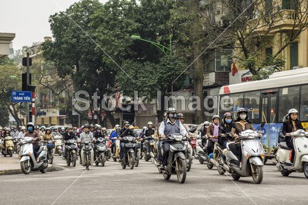Vietnam Hanoi - March 2012: Overwhelming nu