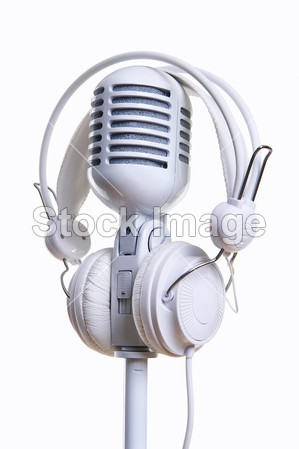 白色的麦克风和耳机图片素材(图片编号:50685