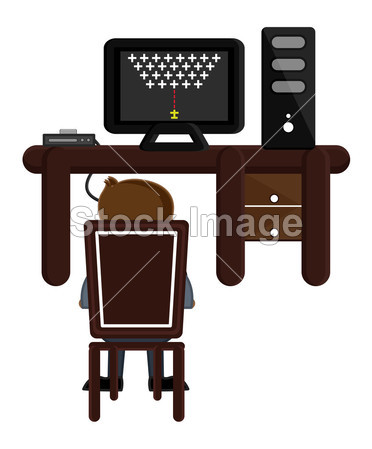 玩游戏上桌面计算机-商务卡通矢量图片素材(图