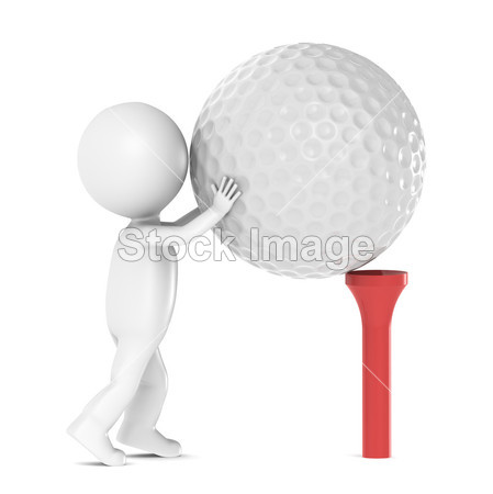 3d 小人类的性格和高尔夫球球和三通图片素材
