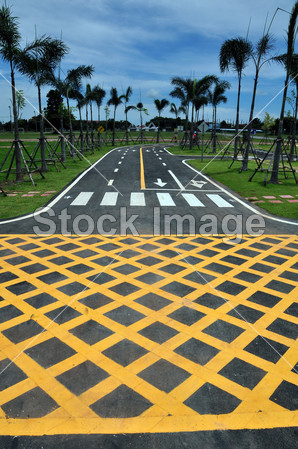 交叉线地区沥青路面黄色图片素材(图片编号:5