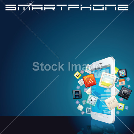 白色的智能手机应用程序图标。背景图片素材(