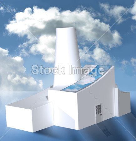 在多云的天气的太阳能电池板工厂图片素材(图