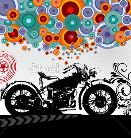 复古背景与一辆摩托车图片素材(图片编号:507