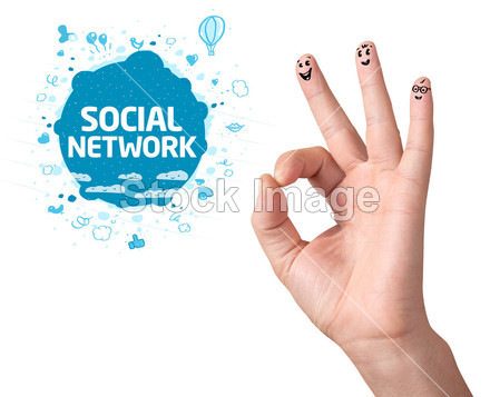 快乐 ok 手指与社会网络符号和图标图片素材(图