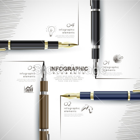Creative template with fountain pen writing infor