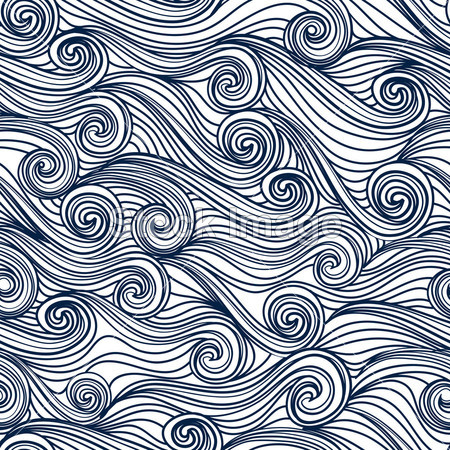 无缝抽象手绘模式,海浪背景(图片编号5075238
