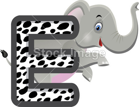 与大象卡通动物字母 e图片素材(图片编号:507