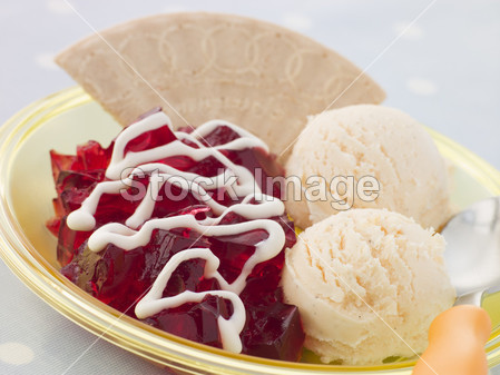 果冻和与硅片和奶油冰淇淋图片素材(图片编号