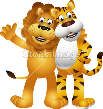有趣的老虎和狮子卡通(图片编号50774837)_其
