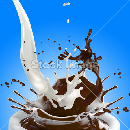 在蓝色的巧克力和牛奶溅图片素材(图片编号:5