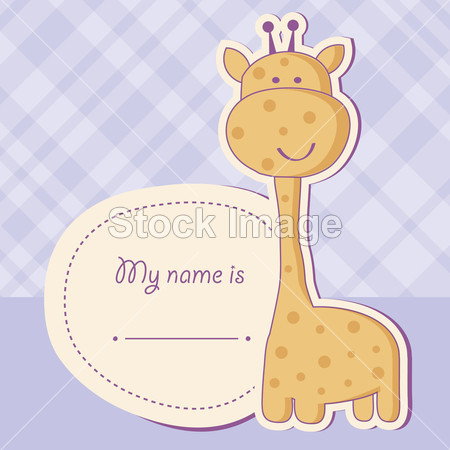与可爱的长颈鹿宝宝男孩洗澡卡图片素材(图片
