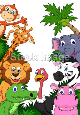 野生动物园动物卡通背景图片素材(图片编号:5