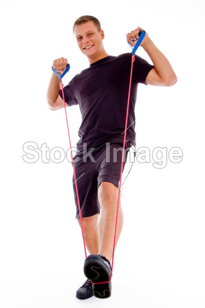 健身男人与拉伸绳合影图片素材(图片编号:508