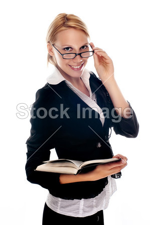戴着眼镜的性感的年轻商业女人图片素材(图片