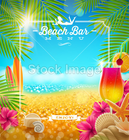 Tropical summer vacation - Beach bar menu ve