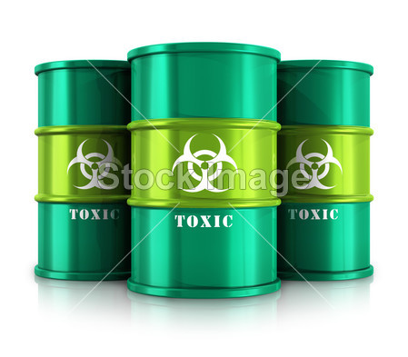 Green barrels with toxic substances图片素材(图