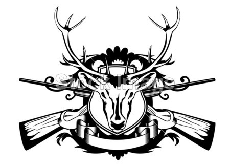 头偶蹄动物和交叉的枪图片素材(图片编号:509