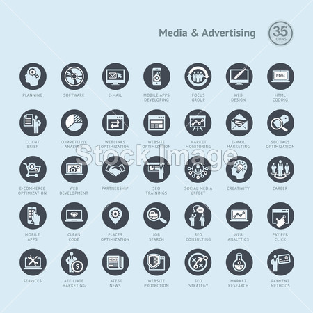 媒体和广告的业务图标集图片素材(图片编号:5