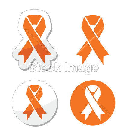 橙色丝带-白血病、 饥饿、 人道待遇的动物标志