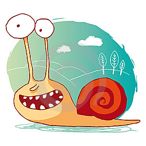 funny cartoon snail, vector.