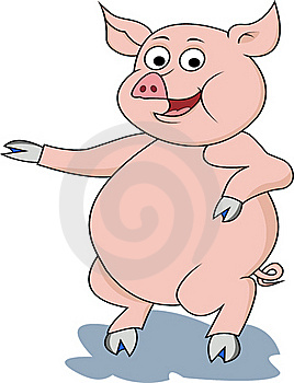 funny pig cartoon with blank sign