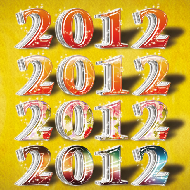 【psd】2012水晶效果立体数字春节素材