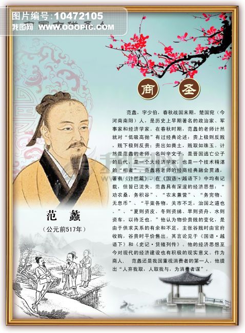 原创中国古代名人圣人商圣范蠡版权可商用