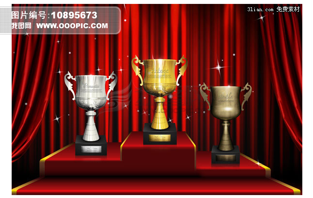 金银铜奖杯psd分层模板