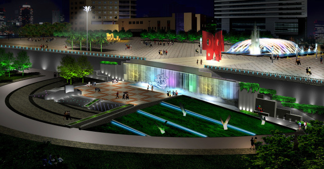 中心广场夜景灯光图片下载 中心广场 夜景灯光 照明灯光 夜景设计