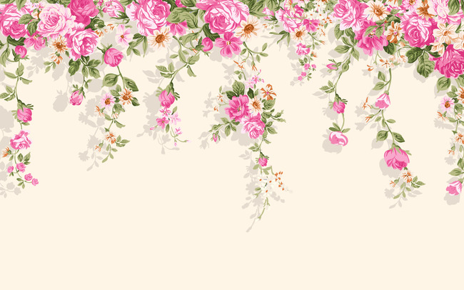 欧式玫瑰花墙电视背景墙壁画